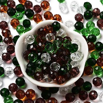 Glass Beads, Faceted, Rondelle, Olive Drab, 10x8mm, Hole: 1mm, about 67pcs/60g