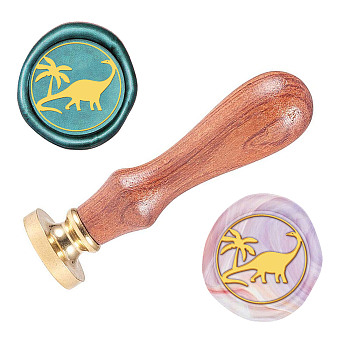 Wax Seal Stamp Set, Sealing Wax Stamp Solid Brass Head,  Wood Handle Retro Brass Stamp Kit Removable, for Envelopes Invitations, Gift Card, Dinosaur Pattern, 83x22mm