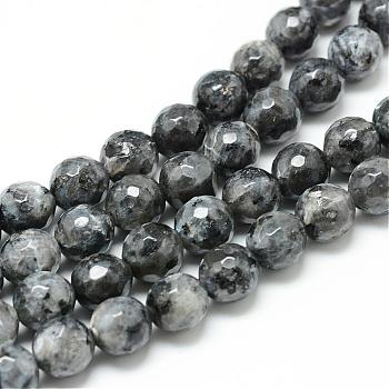 Natural Larvikite Bead Strands, Dyed, Faceted Round, 10mm, Hole: 1mm, about 38pcs/strand, 14.5 inch
