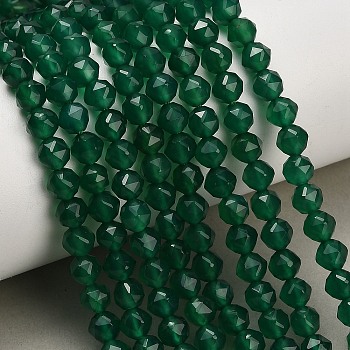 Natural Green Chalcedony Beads Strands, Dyed & Heated, Faceted, Round, 6x6mm, Hole: 0.8~1mm, about 63pcs/strand, 14.21~14.33 inch(36.1~36.4cm)