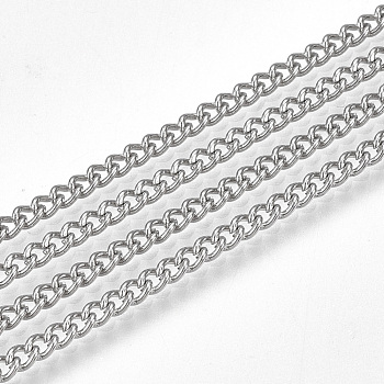 304 Stainless Steel Curb Chains, with Spool, Unwelded, Stainless Steel Color, 3x2x0.5mm, about 49.21 Feet(15m)/roll