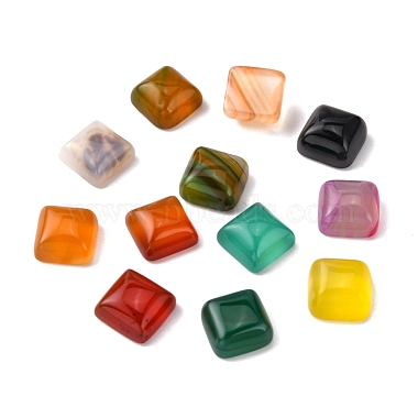 8mm Mixed Color Square Natural Agate Cabochons
