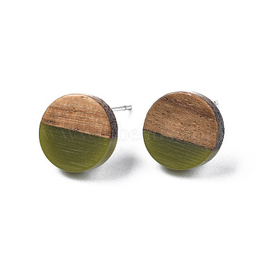 Opaque Resin & Walnut Wood Stud Earrings(X-EJEW-N017-008-B08)-2