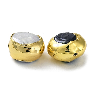 Rack Plating Brass Beads with Baroque Natural Keshi Pearl(KK-K348-05G)-2
