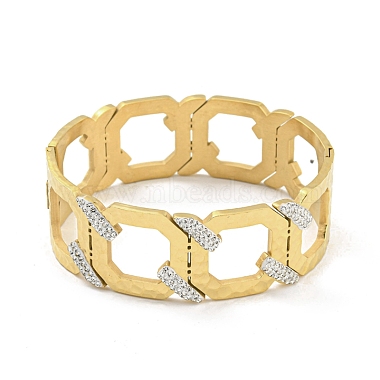 304 Stainless Steel Pave Crystal Rhinestone Hollow Out Hinged Bangles for Women(BJEW-D044-09G)-2