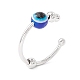 Round Evil Eye Rotating Beaded Open Cuff Ring(RJEW-H102-04P)-2