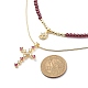 2Pcs 2 Style Cubic Zirconia Cross & Moon Pendant Necklaces Set with Natural Garnet Beaded(NJEW-JN04029)-2