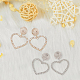 2 Pairs 2 Colors Crystal Rhinestone Hollow Out Heart Dangle Stud Earrings(EJEW-AN0001-26)-7