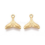 304 Stainless Steel Mermaid Tail Charms, Ion Plating(IP), Real 18K Gold Plated, 11x10.8x1.5mm, Hole: 1mm(X-STAS-T072-52G)