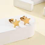 Ion Plating(IP) Star 304 Stainless Steel Stud Earrings, Hypoallergenic Earrings, Golden, 9.5x9.5x1.2mm, Pin: 0.6mm(EJEW-Z040-58G)