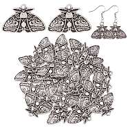 30Pcs Tibetan Style Alloy Pendants, Moth with Moon Phase Charm, Antique Silver, 17.4x25mm(FIND-SZ0003-49)
