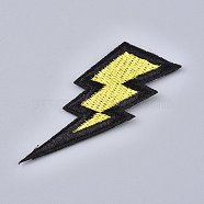 Computerized Embroidery Cloth Iron on/Sew on Patches, Costume Accessories, Lightning, Yellow, 56x24x1.5mm(X-DIY-L031-051)