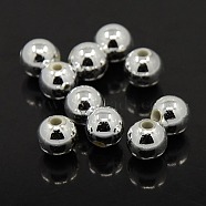 Plating Plastic Acrylic Round Beads, Silver Plated, 12mm, Hole: 2mm, about 550pcs/pound(PACR-L003-12mm-S)