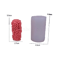 Valentine's Day Rose Flower Pillar Aromatherapy Candle Silicone Mold, DIY Gypsum Decoration Gift Love Mousse Cake Mold, White, 4.1x6.6cm(PW-WG41245-01)