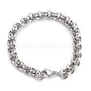 304 Stainless Steel Rolo Chain Bracelets, with Lobster Claw Clasps, Stainless Steel Color, 8 inch(20.3cm)(BJEW-Z011-14P)