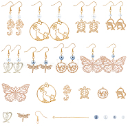 SUNNYCLUE DIY Animal Theme Earring Making Kits, include Glass Pearl Beads, Metal Pendants & Links, Brass Earring Hooks, Golden(DIY-SC0012-53)
