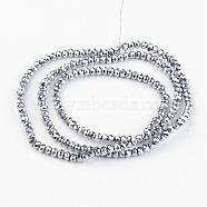 Electroplate Glass Bead Strands, Faceted, Rondelle, Platinum Plated, 3x2mm, Hole: 1mm, about 165~169pcs/strand, 15~16 inch(38~40cm)(EGLA-G014-2mm-FP03)