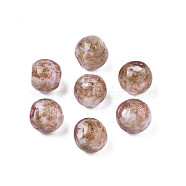 Handmade Gold Sand Lampwork Beads, Round, Rosy Brown, 9~10x9~10mm, Hole: 1.5mm(LAMP-T016-10G)