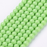 Painted Glass Round Bead Strands, Baking Paint, Light Green, 6mm, Hole: 1.3~1.6mm, about 133pcs/strand, 31.4 inch(X-DGLA-S071-6mm-20)