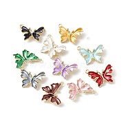 Alloy Enaml Pendents, Light Gold, Butterfly, Mixed Color, 19x23.5x3.5mm, Hole: 1.6mm(PALLOY-F282-03LG)