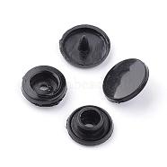 Plastic Snap Fasteners, Raincoat Snap Buttons, Flat Round, Black, 12x6.5mm(X-BUTT-S020-58A)