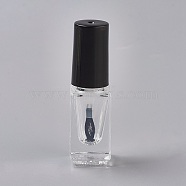Transparent Glass Nail Polish Empty Bottle, with Brush, Clear, 1.75x1.75x6.1cm, 3ml/bottle(X-MRMJ-WH0026-02A)