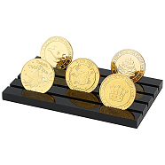 4-Slot Acrylic Badge Display Stands, Coin Organizer Holder, Rectangle, Black, 9x15.5x0.95cm, Slot: 4.5mm(OACR-WH0037-17)