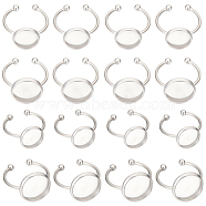 Beebeecraft 20Pcs 2 Size 201 Stainless Steel Cuff Rings Components, Bezel Cup Ring Settings, Flat Round, Stainless Steel Color, Inner Diameter: 17mm, Tray: 10~12mm, 10Pcs/size(RJEW-BBC0001-12)