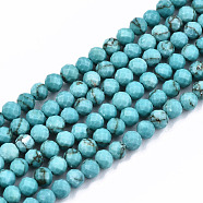 Synthetic Turquoise Beads Strands, Faceted, Round, 3mm, Hole: 0.6mm, about 139pcs/strand, 14.96 inch(38cm)(G-S362-078-1)