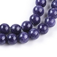 Natural Dyed Yellow Jade Gemstone Bead Strands, Round, Prussian Blue, 8mm, Hole: 1mm, about 50pcs/strand, 15.7 inch(G-R271-8mm-YXS15)