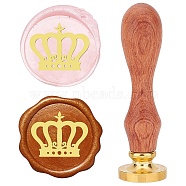Brass Wax Seal Stamps with Rosewood Handle, for DIY Scrapbooking, Crown, 25mm(AJEW-WH0412-0065)