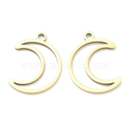 Ion Plating(IP) 316L Surgical Stainless Steel Pendants, Laser Cut, Moon Charm, Real 18K Gold Plated, 17x13x1mm, Hole: 1.4mm(STAS-Q247-04G)