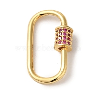 Brass Micro Pave CLear Cubic Zirconia Keychain Clasps, Real 18K Gold Plated, Oval, 28x14x2mm(KK-R162-028A-G)