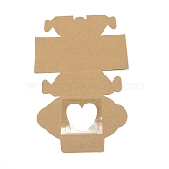 Square Kraft Paper Candy Boxes, with Heart Window, for Wedding Gift Packaging Supplies, BurlyWood, 10x10x6.5cm(CON-WH0081-26)