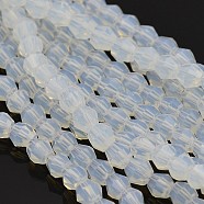Opal Beads Strands, Faceted Bicone, Ghost White, 4x4mm, Hole: 1mm, about 92~96pcs/strand, 13.78~14.37 inch(X-EGLA-P017-01)