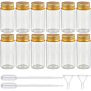 Round Glass Storage Containers for Cosmetic, Candles, Candies, with Aluminium Screw Top Lid, Plastic Funnel Hopper & Transfer Pipettes, Clear, 3x6.1~7.1cm, Capacity: 25ml(0.84 fl. oz)~30ml(1.01 fl. oz), 14pcs(GLAA-BC0001-12B)