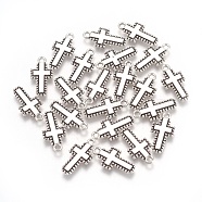 Tibetan Style Alloy Pendants, Cadmium Free & Lead Free, Cross, Antique Silver Color, about 10mm wide, 20mm long, 2mm thick, hole: 2mm(X-LF0169Y)