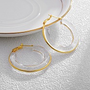 Brass with Transparent Resin Hoop Earrings, Golden, 45x40mm(EJEW-Q391-27G)