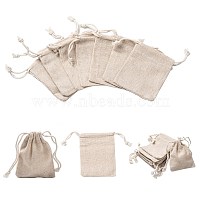 Cotton Packing Pouches Drawstring Bags, Wheat, 9x8cm
