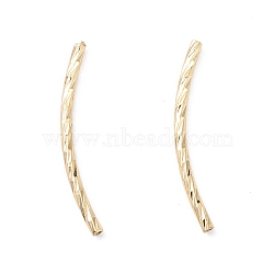 Rack Plating Brass Tube Beads, Fancy Cut Curved Beads, Long-Lasting Plated, Cadmium Free & Lead Free, Real 18K Gold Plated, 25x1.5mm, Hole: 0.8mm(KK-L155-43G)