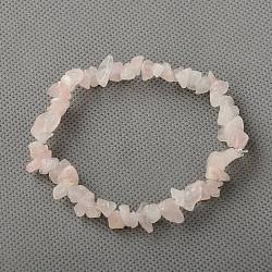 Rose Quartz Chips Stretch Bracelets, Lavender Blush, 53mm(X-BJEW-JB01308-01)