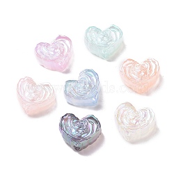 UV Plating Rainbow Iridescent Acrylic Beads, Heart, Mixed Color, 23x20.5x10mm, Hole: 3mm(X-OACR-P016-04)