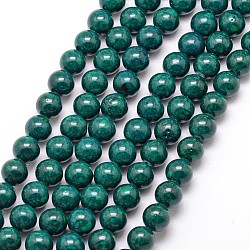 Dyed Fossil Beads, Round, Teal, 4mm, Hole: 0.5mm, about 100pcs/strand, 16 inch(X-G-SR4MM-FS11)