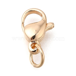 304 Stainless Steel Lobster Claw Clasps, with Brass Jump Ring, Long-Lasting Plated, Light Gold, 13mm(FIND-H006-04KCG)