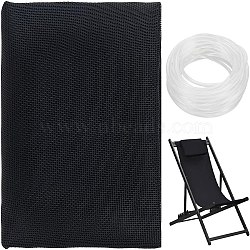 Polyester Fabrics, with Transparent PVC Sling Splines, Beach Chair Cloth Replacement Supplies, Black, 1500mm(FIND-FG0006-33B)