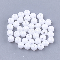 Opaque Plastic Beads, Round, White, 6x5.5mm, Hole: 1.8mm(X-KY-T005-6mm-601)