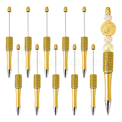 ABS Plastic Ball-Point Pen, Baking Paint Beadable Pen, for DIY Personalized Pen with Jewelry Bead, Yellow, 150x14mm(BT-TAC0003-05C)