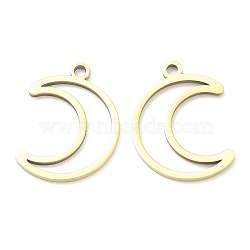 Ion Plating(IP) 316L Surgical Stainless Steel Pendants, Nickel Free, Laser Cut, Moon Charm, Real 18K Gold Plated, 17x13x1mm, Hole: 1.4mm(STAS-Q247-04G)