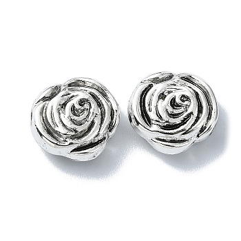 Tibetan Style Alloy Beads, Flower, Antique Silver, 12x12x6mm, Hole: 1.6mm, about 192pcs/500g