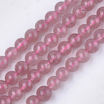 Natural Strawberry Quartz Beads Strands, Round, 6mm, Hole: 0.8mm, about 62~65pcs/strand, 15.3 inch